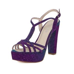 ANKA Purple Turquoise Handmade Platform Heels